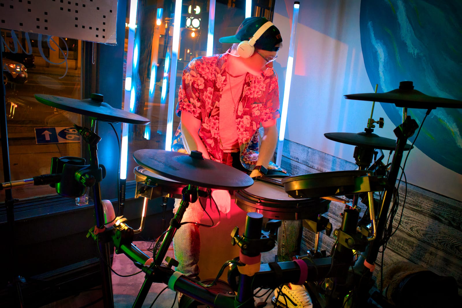 Jake Long playing percussion during a COAST performance